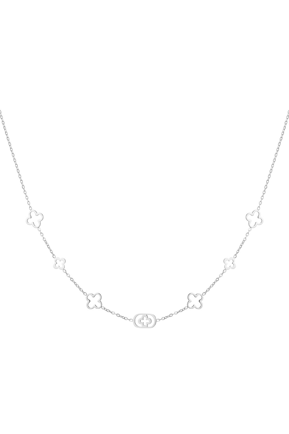 Klaver ketting zilver